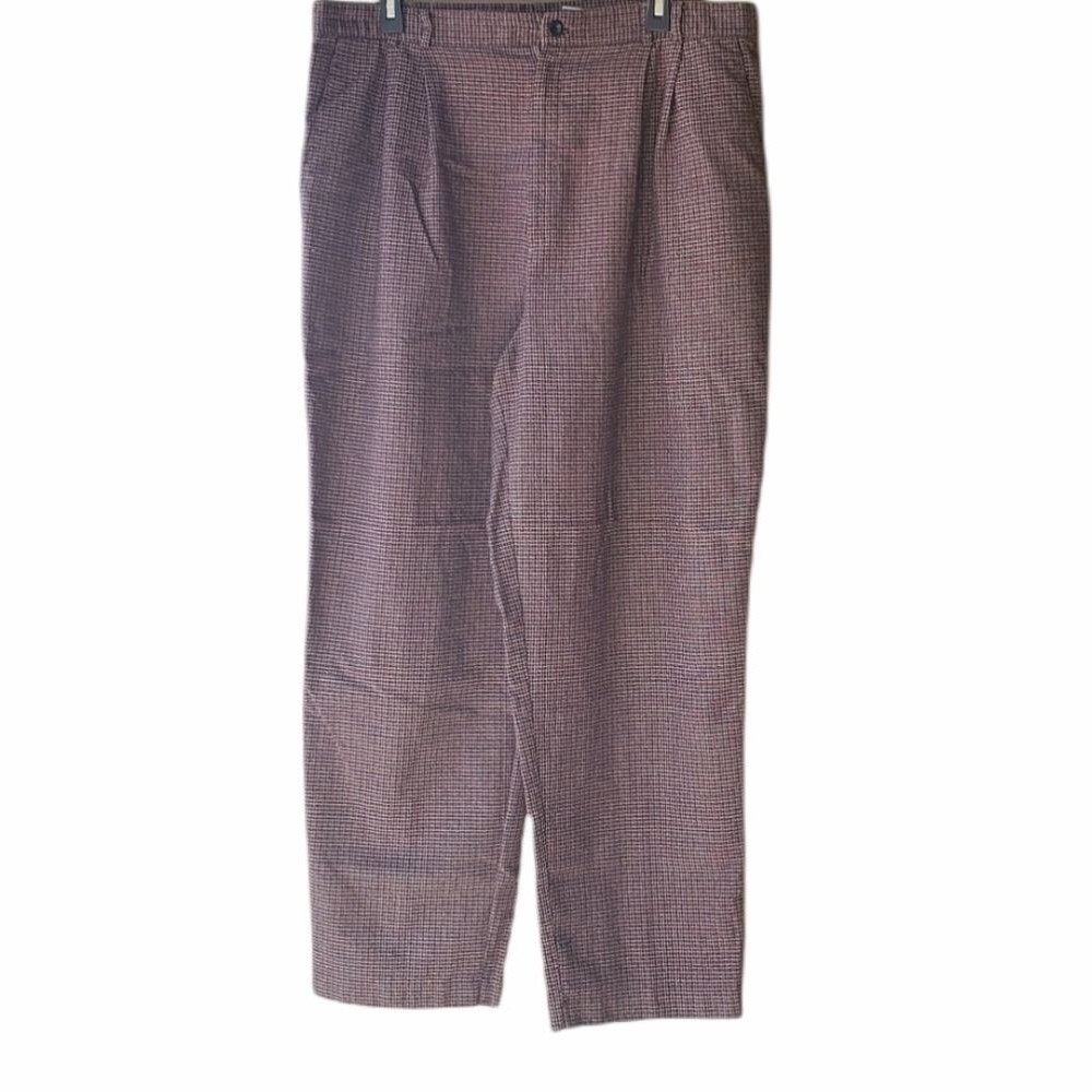 Vintage 90s Womens Brown Plaid Modern Essential Dress Trousers Pants Size 18